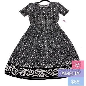 LuLaRoe Amelia Dress Spring Border Print Medium